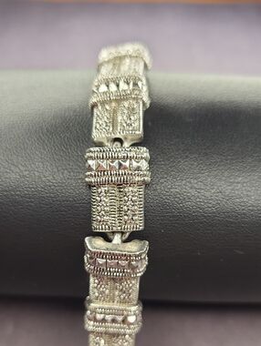 Silver-Tone Textured Bracelet